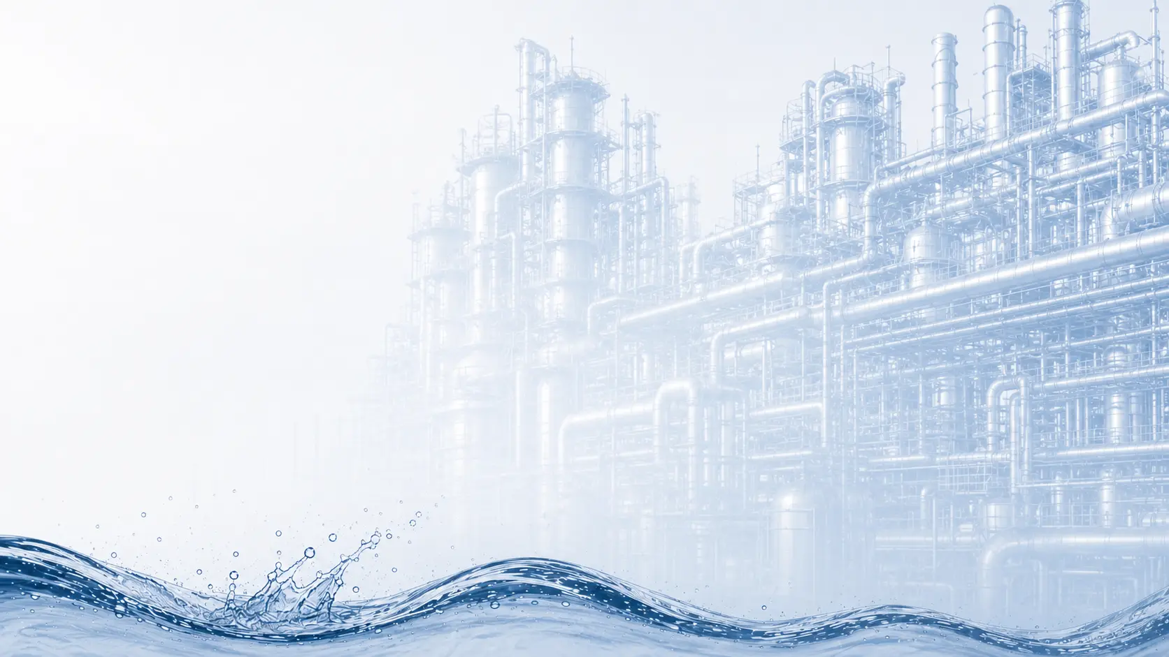 Industrial water system with flowing water