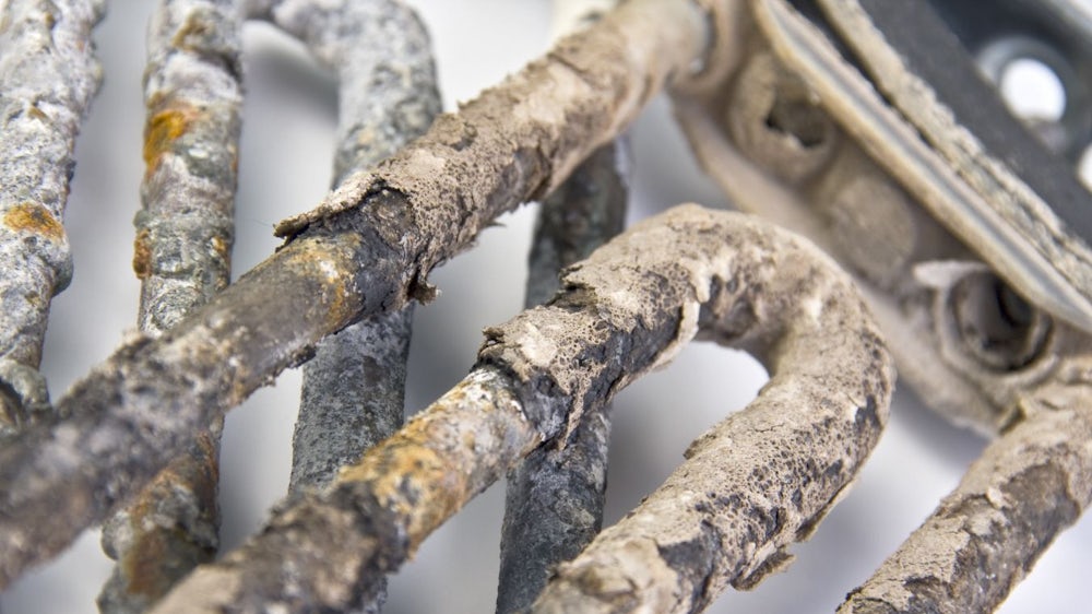 Scale deposits on a heating element