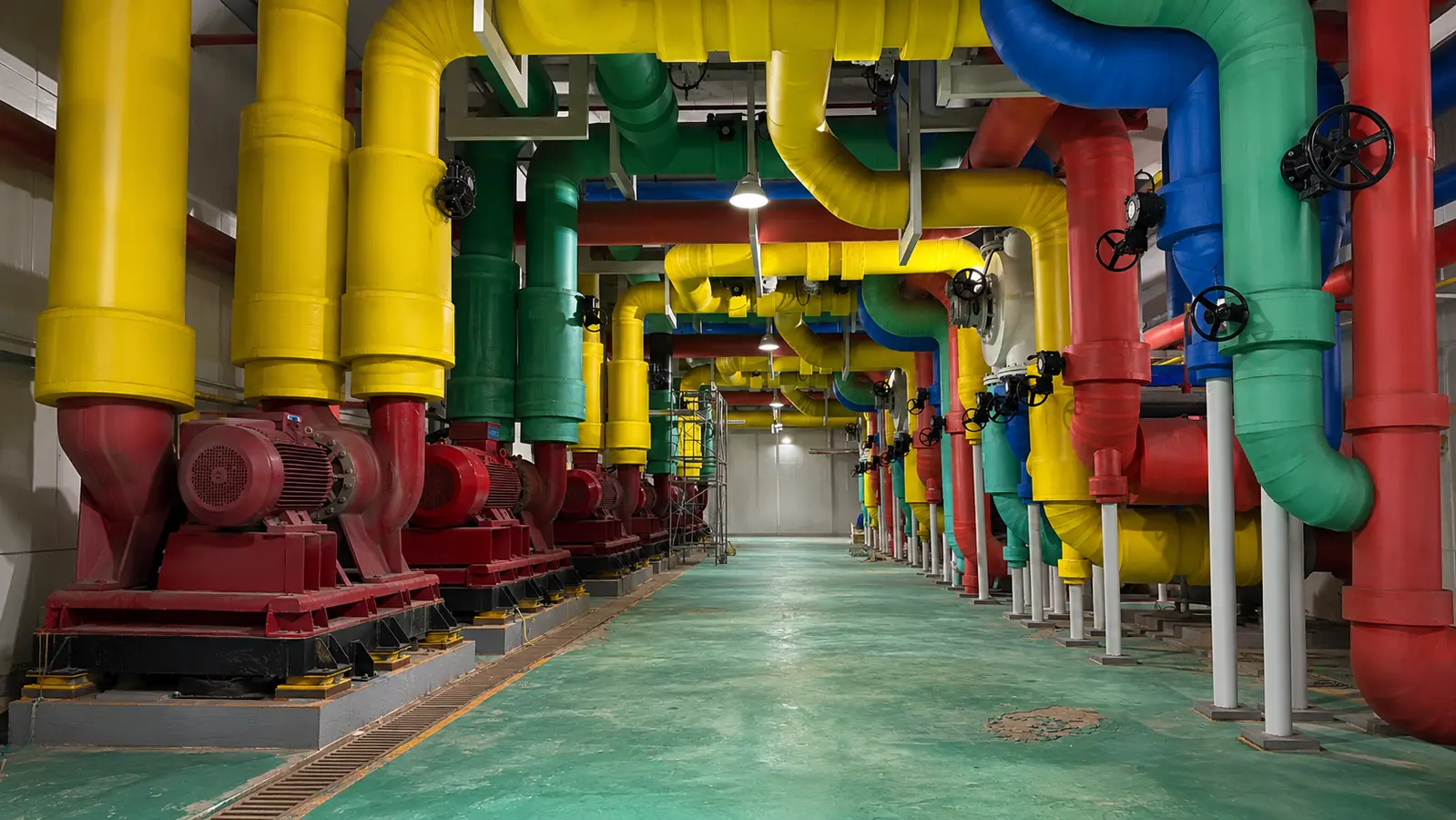 Pump room for a central cooling system